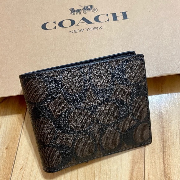 💯NEW🆕Coach Men Bifold wallet/signatures canvas - Picture 2 of 6